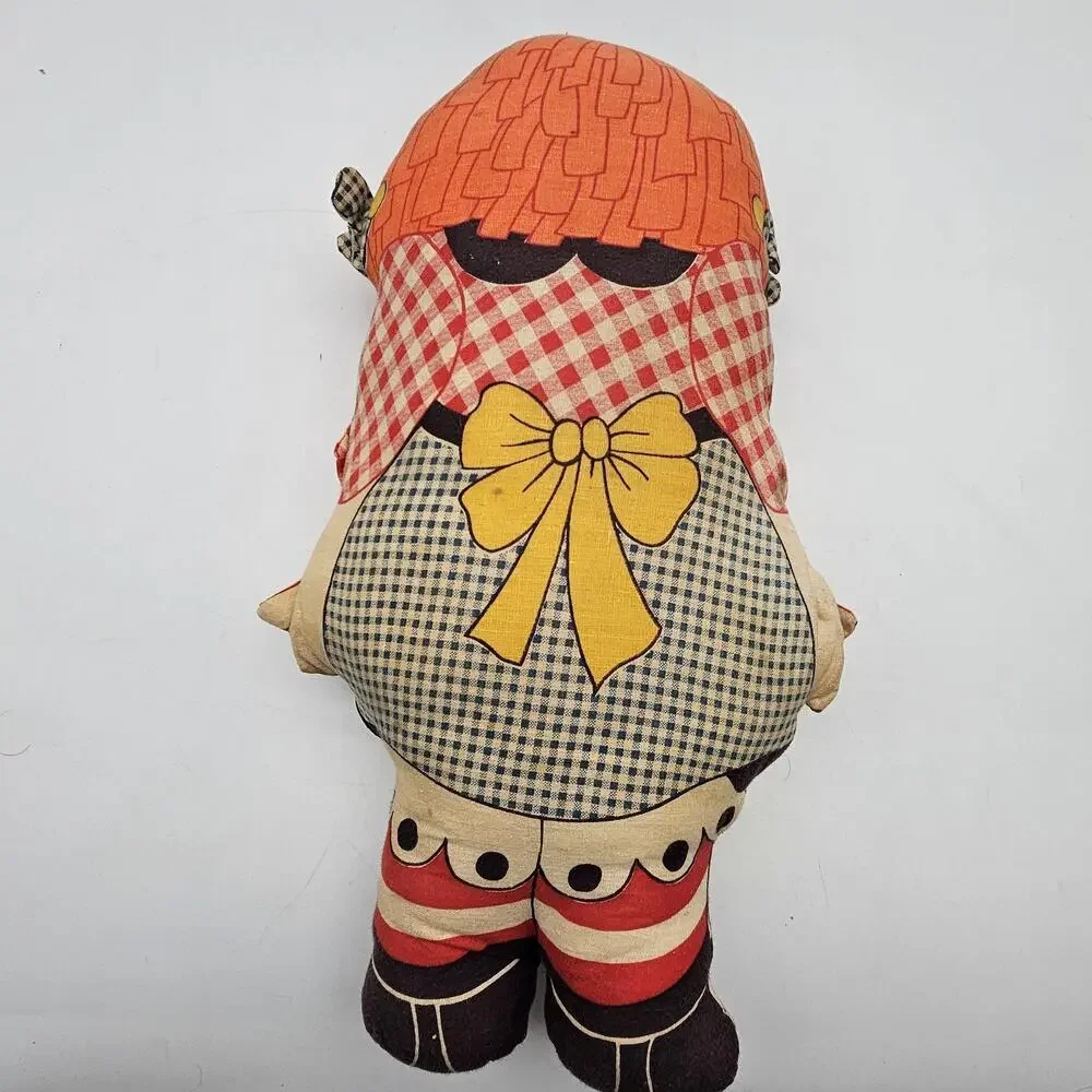 Vintage Raggedy Ann Style Stuffed Cloth Pillow Doll Handmade Cut‎ & Sew Folk Art